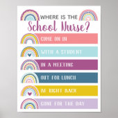 Wo ist Schulkrankenbüro Türsignatur Regenbogen? Poster (Vorne)