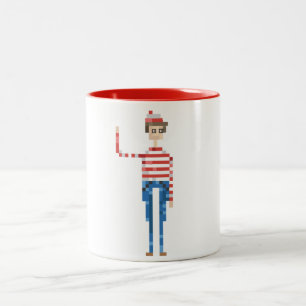 "Wo ist Waldo? "Pixel-Illustrations-Tasse Zweifarbige Tasse