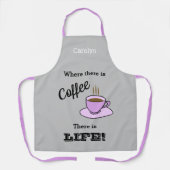 Wo Kaffee ist LIFE Pink Becher Name Schürze (Vorderseite)