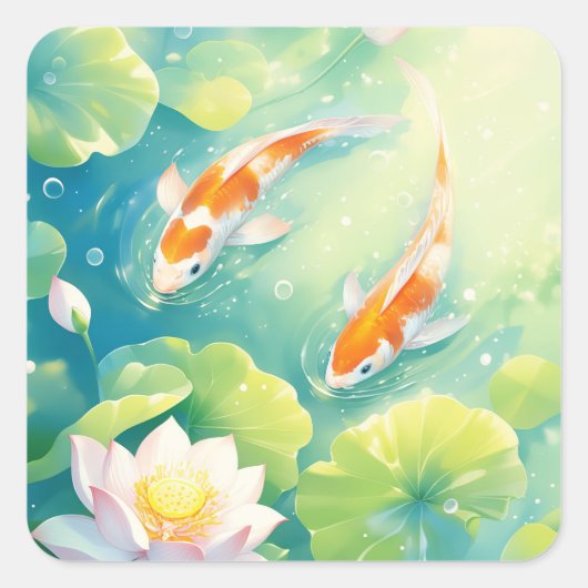 Wo Koi träumt schwimmen Quadratischer Aufkleber (Vorderseite)
