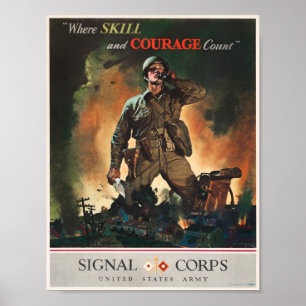 Wo Kompetenz und Courage Count - Signalkorps Poster