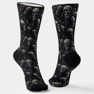 Wo man coole Socken kauft 00391 Dark Skulls Socken