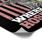 Wo mein Haus am Feuerwehrmann, amerikanische Flagg Poster (Ecke)