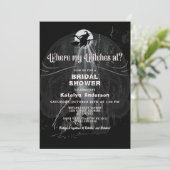 Wo meine Hexen Halloween-Brautparty Einladung (Stehend Vorderseite)