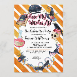 Wo meine Hexen zu Halloween-Junggeselinnen-Abschie Einladung