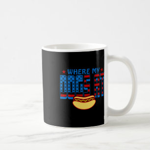 Wo meine Hunde am sonnigen 4. Juli Spaß Hot Dog L Kaffeetasse