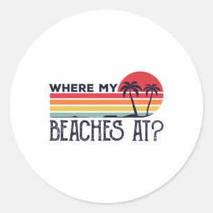 Wo meine Strände bei Retro Vintag Beach Urlaub S Runder Aufkleber