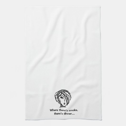 "Wo Rauch ist, ist das Abendessen..." Diva Geschirrtuch (Vertikal)