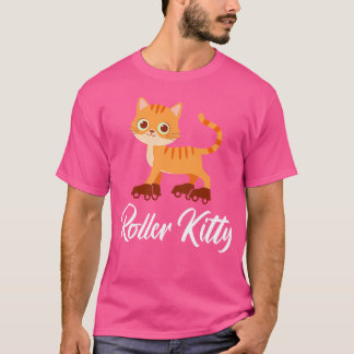 Wo Roller Kitten Roller Skating Girl T-Shirt