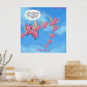 Wo Schweine Fliegen Funny Vegan Cartoon Poster (Küche)