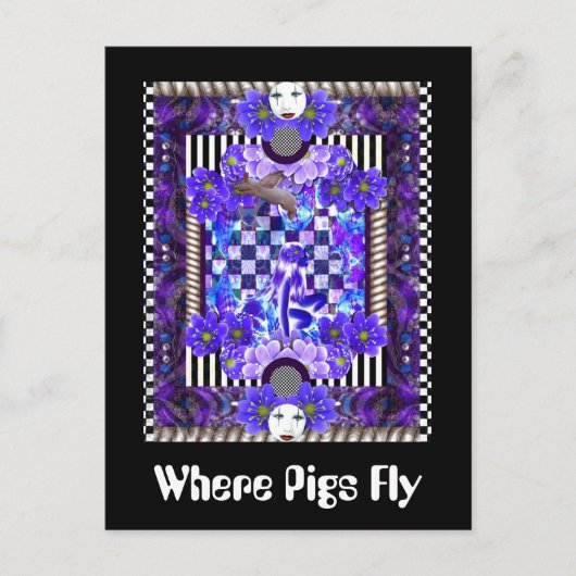 Wo Schweine fliegen Postkarte (Vorderseite)