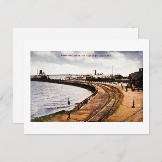 Wo sich Rail and Water trifft, St. Ignace, Michiga Postkarte (Vorne/Hinten)