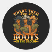 Wo sie bei Boots auf dem Boden-Schwarzwesten flieg Runder Aufkleber (Vorderseite)