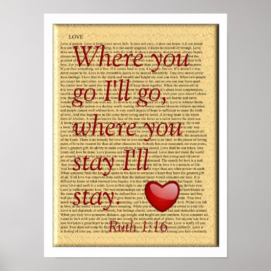 Wo Sie bleibe haben - Ruth 1:16 - Plakatdruck Poster (Vorne)