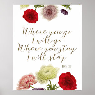 Wo Sie gehen, gehe ich Ruth-Bibel-Verskunst Poster