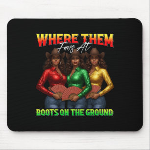wo sie sich an Stiefeln auf dem Boden schwarzen Co Mousepad