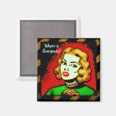 Wo sind alle? Retro Comic Magnet (Vorderseite/Rückseite)