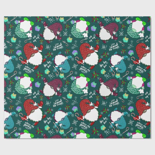 Wo sind meine Gnome? Wintergreen Christmas Gnome Geschenkpapier (Flach)