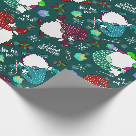 Wo sind meine Gnome? Wintergreen Christmas Gnome Geschenkpapier (Ecke)