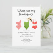 Wo sind meine Strände im Junggeselinnen-Abschied? Einladung (Stehend Vorderseite)