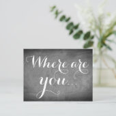 Wo sind Sie, Handwriting-Typografie Schwarz-weiß? Postkarte (Stehend Vorderseite)