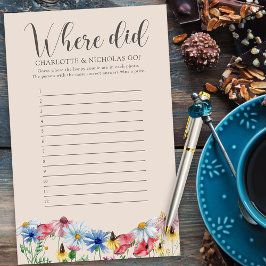 Wo sind sie hingegangen? Wildblume Brautparty Game