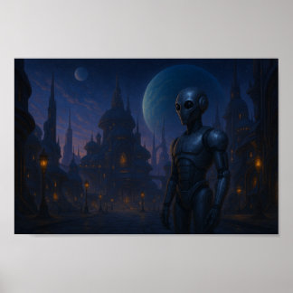 Wo Steel den Stars-Roboter in einer Alien-Stadt tr Poster