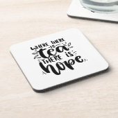 Wo Tee ist, gibt es ein hoffnungsvolles Zitat Getränkeuntersetzer (Linke Seite)