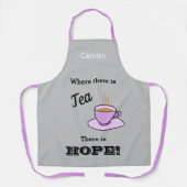 Wo Tee ist Hoffnung, Pink Becher, Name Schürze (Vorderseite)