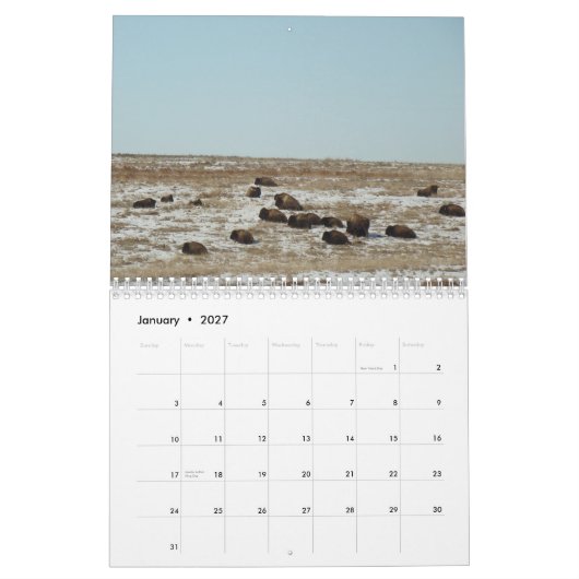 Wo theBuffalo durchstreifen Kalender (Jan 2027)