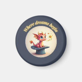 Wo Träume beginnen - Niedliches Drachenmagazin Magnet