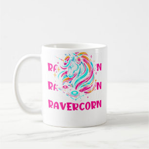 Wo Unicorn Electro Rave Raver Hardtekk Techno Rave Kaffeetasse