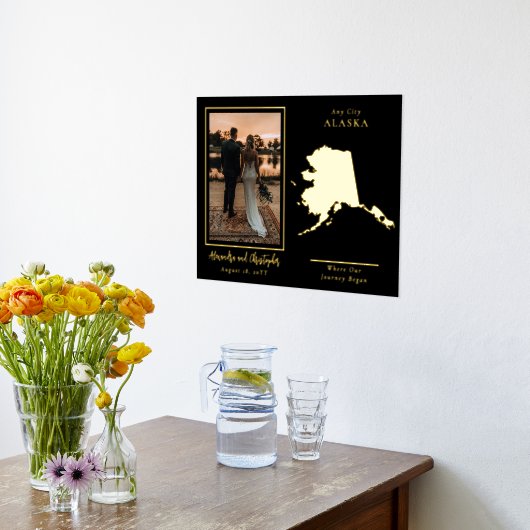 Wo unsere Reise beginnt Alaska Hochzeit Foto Foliendrucke (Ablage(Küche))