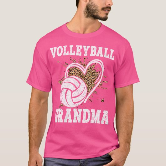 Wo Volleyball Grandma Leopard Funny Volleyball Gra T-Shirt (Vorderseite)