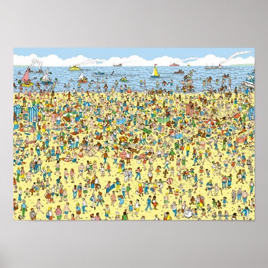 Wo Waldo Auf Dem Strand Ist Poster Zazzle De