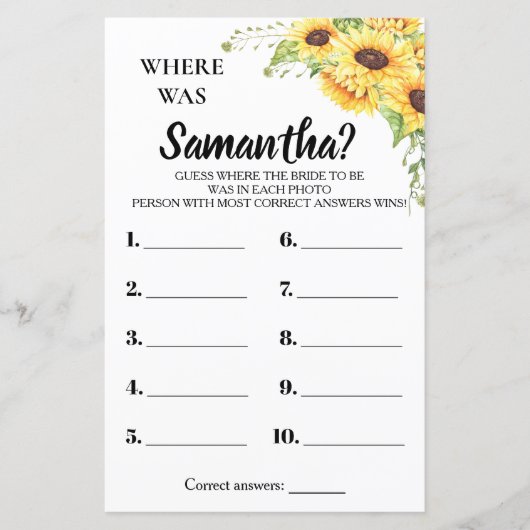 Wo war ihr Brautparty Englisch Spanisch? (Vorderseite)