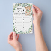 Wo war sie Bear Greenerenery Baby Shower Game Card Flyer (Handgriff)
