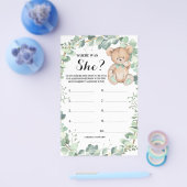 Wo war sie Bear Greenerenery Baby Shower Game Card Flyer (Einzeln)