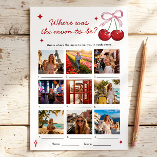 Wo war sie Cherry Pink Schleife Baby Shower Spiel