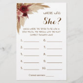 Wo war sie? Pampas Grass Duschkarte Flyer (Vorne)