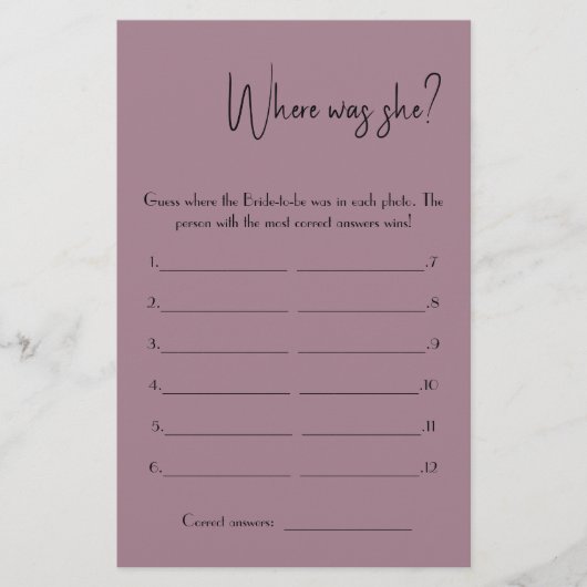 Wo war sie? Showgame Card Flyer (Vorne)