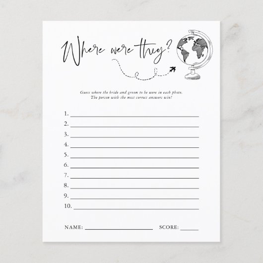 Wo waren sie? | Brautparty Game (Vorderseite)