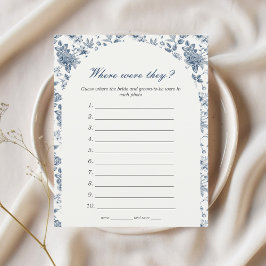 Wo waren sie Brautparty Game Blue Floral