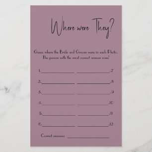 Wo waren sie? Brautparty Game Card Flyer
