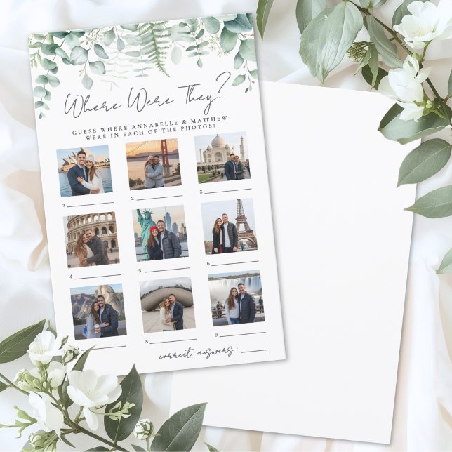 Wo waren sie Brautparty-Spiel (Where Were They Bridal Shower Game )