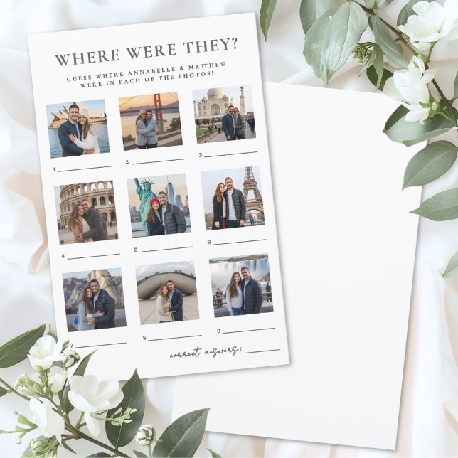 Wo waren sie Brautparty-Spiel (Where Were They Bridal Shower Game )