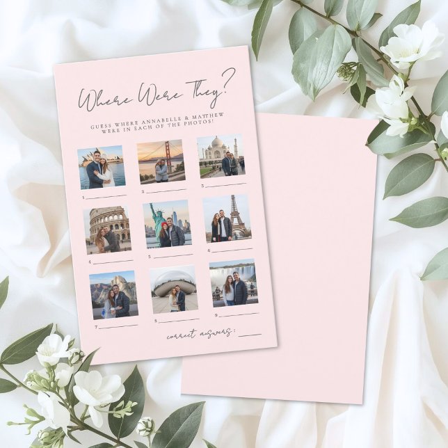 Wo waren sie Brautparty-Spiel mit Rosa Thema (Where Were They Pink Bridal Shower Game)