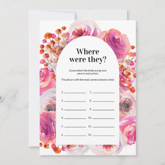 Wo waren sie Duschspielblume? Einladung (Vorderseite)