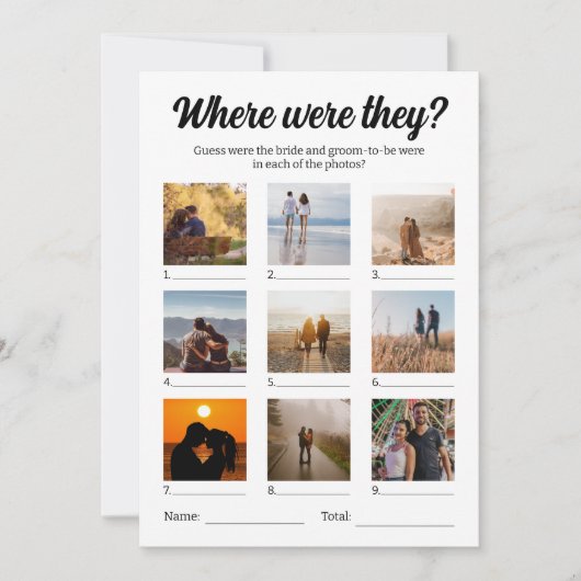 Wo waren sie Foto, das Spiel zu erraten? Karte (Vorderseite)