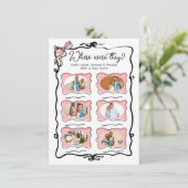 Wo waren sie Foto Hand Drawn Bow Bridal Spiel Einladung (Stehend Vorderseite)